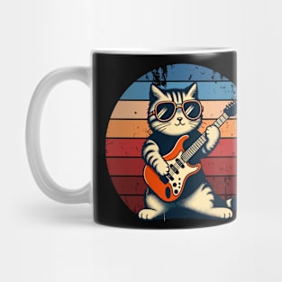 Electric Guitar Cat Rock Music Retro Funny Cat Mug